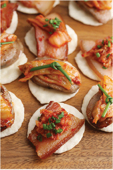 Kimchi Bacon or Sausage with Rice Crackers